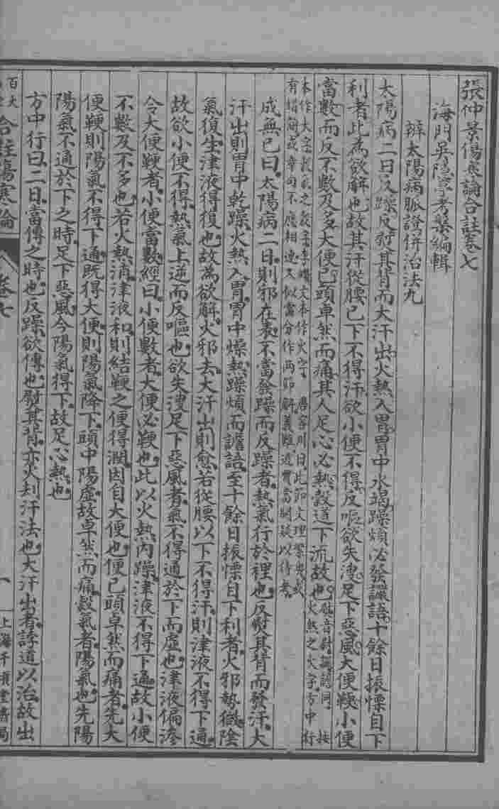 百大名家合注伤寒论  卷7